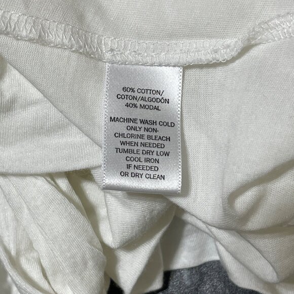 Loft T-Shirt V-Back Side Tie White L Large Cotton Modal Short Sleeve - Picture 5 of 5